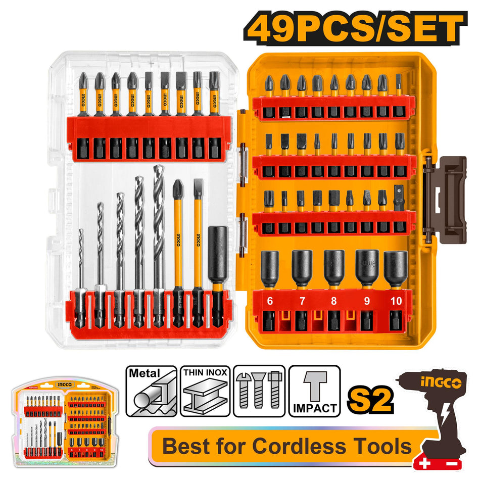 Ingco 49 Pieces Impact Screwdriver Bit Set