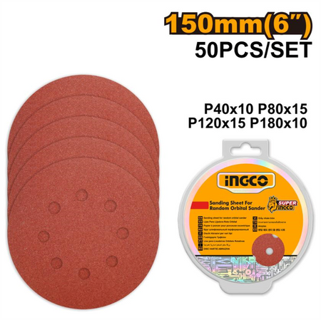 Ingco Sanding Sheet For Random Orbital Sander 150mm AKRS1500511