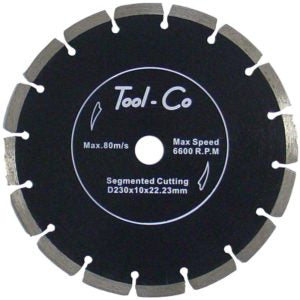 Tool-Co Diamond Blade 230mm Segmented Contractor (Black)