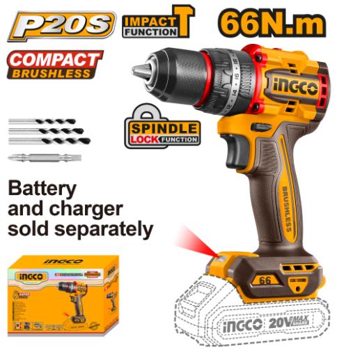 Ingco 20V Lithium-Ion Impact Drill 66Nm CIDLI206681