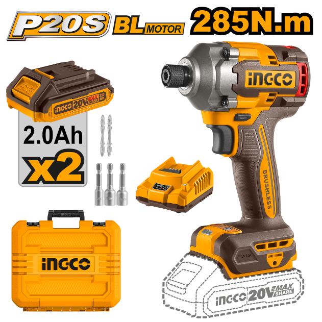 Ingco 20V Lithium-Ion Impact Driver 285Nm + 2 x 2.0Ah CIRLI2028
