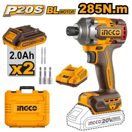 Ingco 20V Lithium-Ion Impact Driver 285Nm + 2 x 2.0Ah CIRLI2028