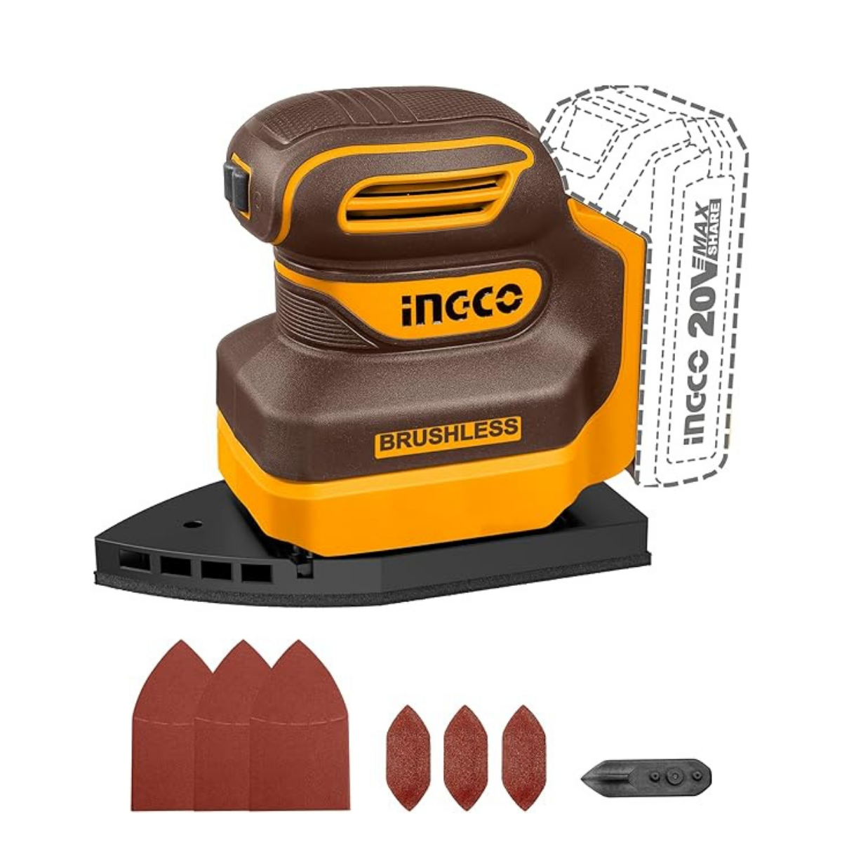 Ingco 20V Lithium-Ion Palm Sander CPSLI2024