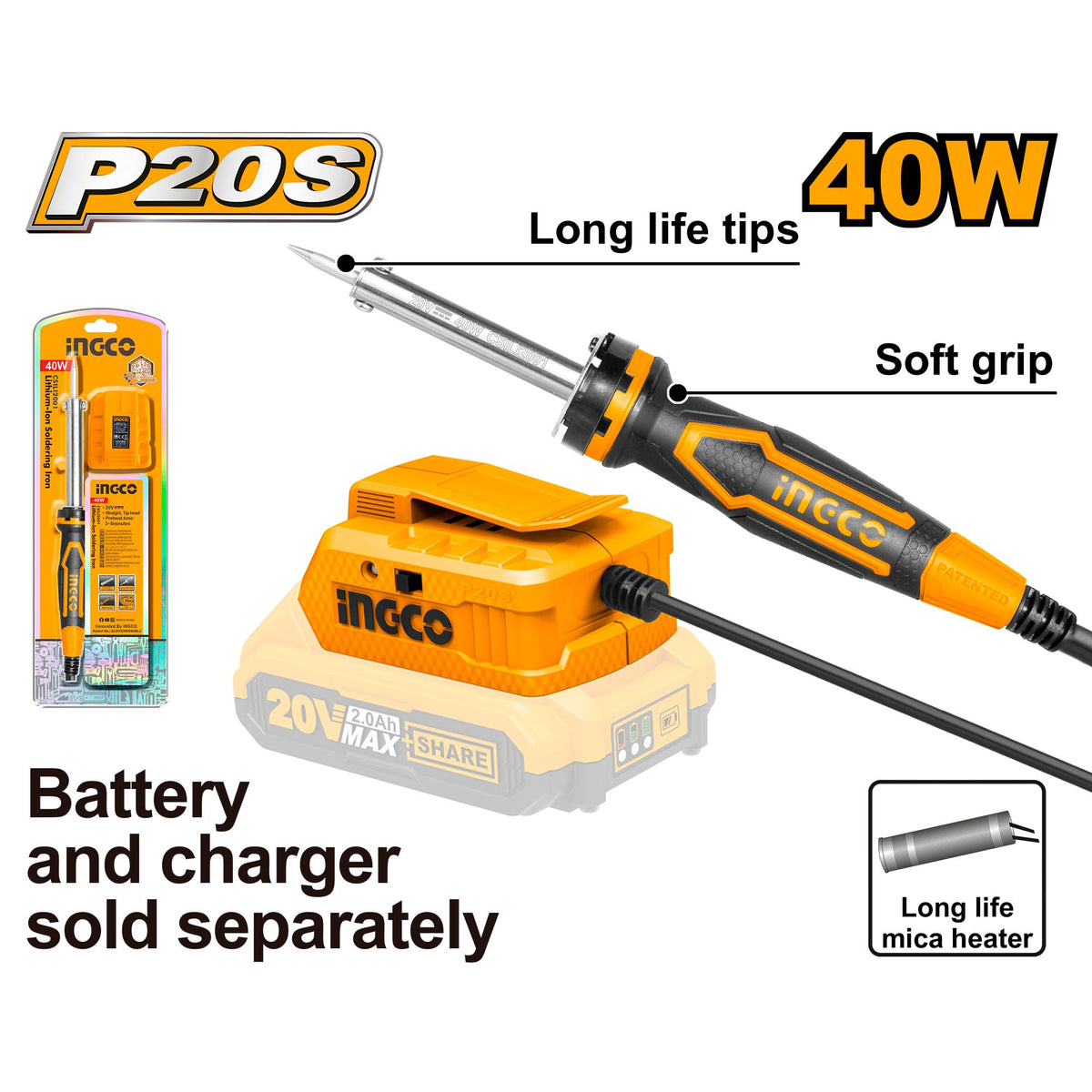 Ingco 20V Lithium-Ion Soldering Iron 40W CSILI2001