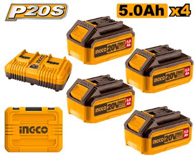Ingco P20S Lithium-ion Battery And Charger Kit (20V)