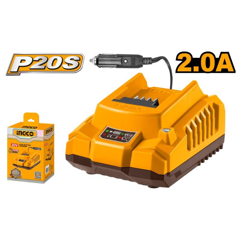 Ingco 20V Lithium-Ion Battery Charger 2A 12-24V DC