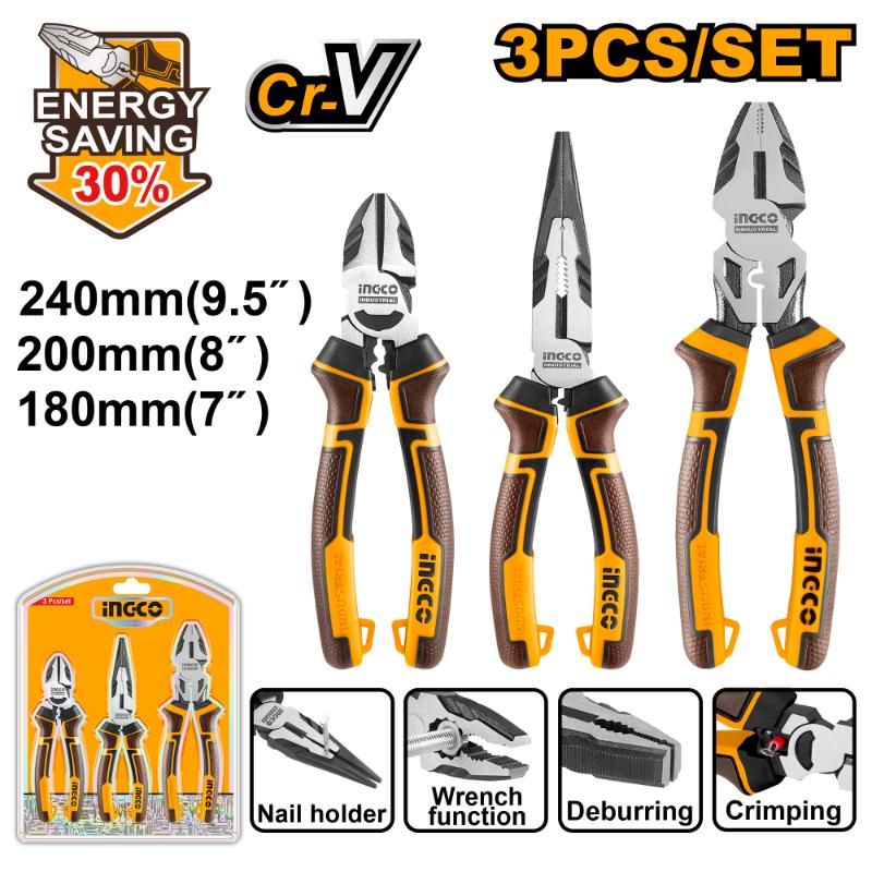Ingco 3 Pieces High leverage pliers set