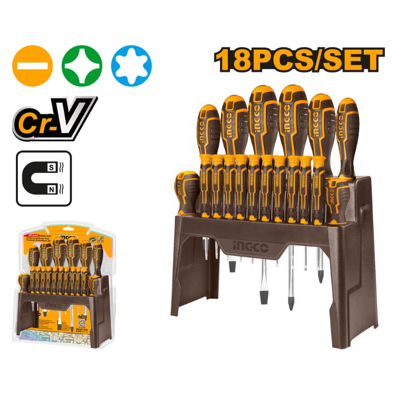 Ingco 18 Piece screwdriver and precision screwdriver set