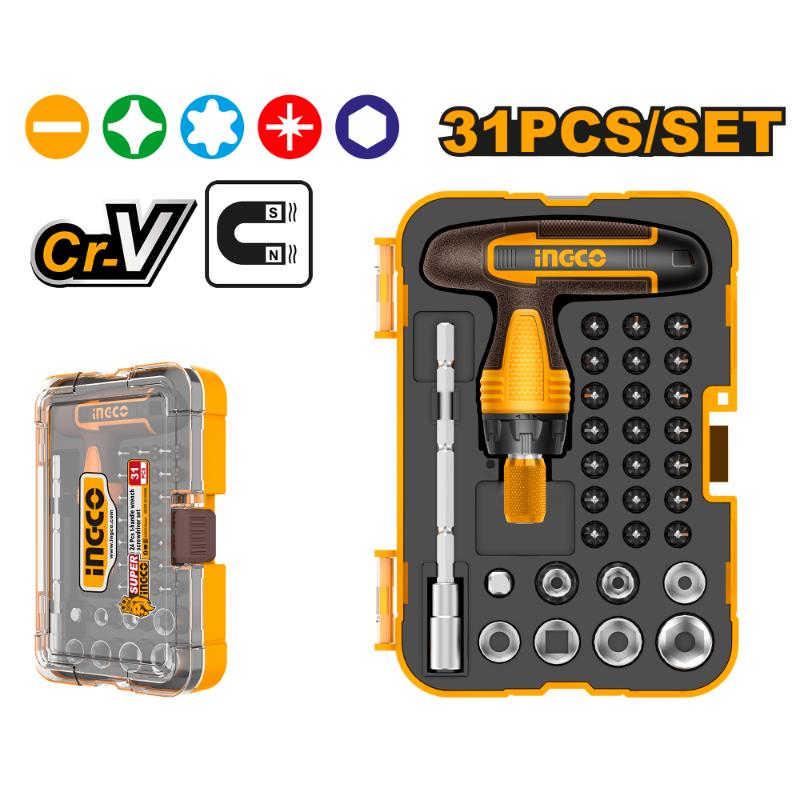 Ingco 31 Piece T-Handle Wrench Screwdriver Set HKSDB0318
