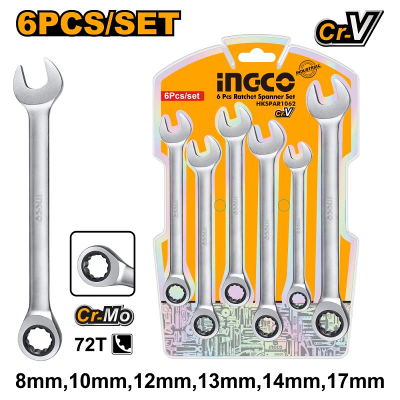Ingco 6 Piece ratchet spanner set